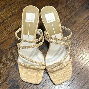 Dolce vita raffia slide on sandal